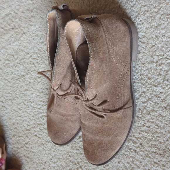 Lucky Brand Light Brown Garboh Leather Upper Tie Booties Size 6.5M - Picture 5 of 11